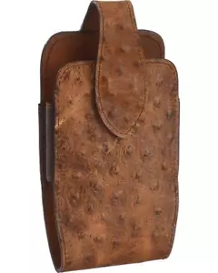 3D Phone Holder Leather Large Ostrich Brown DPH874 - Picture 1 of 2