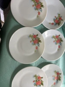 JAJ Pyrex Cottage Rose 8” Medium Plates Set Of Six - Picture 1 of 9