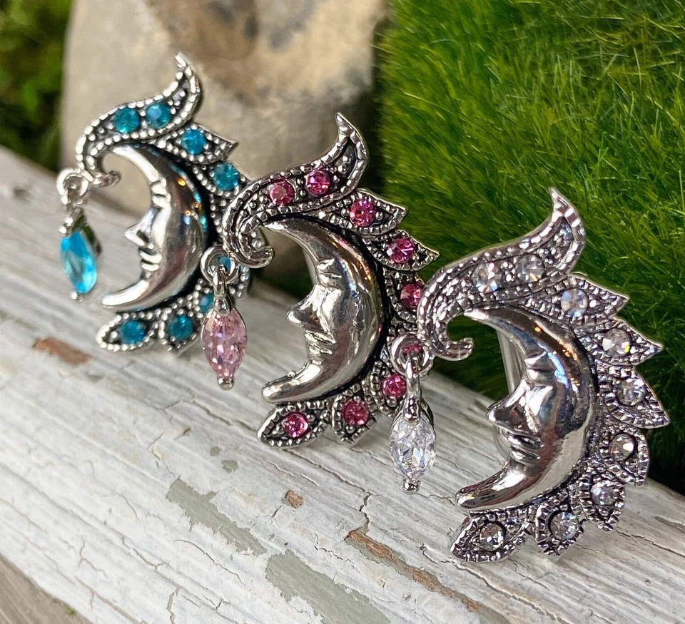 Кольцо на живот с обратным полумесяцем и лицом маркиза с фианитами и пирсингом сверху вниз - Изображение 1 из 1