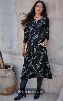 J. Jill Women's Pure Jill Dark Gray/Green Multi Stretch Knit Midi Dress 2X - Image 1 of 4