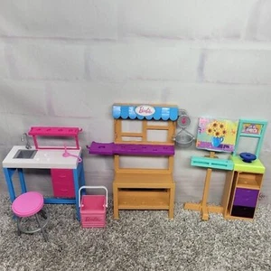 2017 5 pcs Barbie mixed lot Painting station fruit veggie stand kitchen island - Picture 1 of 10