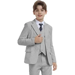 Classic Boys Suit 3 Piece Formal Suit Slim Fit For Boys Wedding Suit Kids Tuxedo - Picture 1 of 27