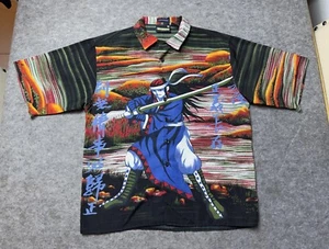 Vintage No Contest Shirt Youth Extra Large (Fits Mens Medium) Samurai Button Up - Picture 1 of 6