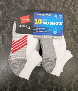 Hanes value pack 10 pairs Boys No-Show size M shoe size 9-2 1/2 - Picture 1 of 3
