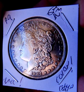 MORGAN SILBER PUPPE 1884 O JUWEL BU REGENBOGENFARBEN WOW-MÜNZE ATEMBERAUBENDE SCHÖNHEIT - Bild 1 von 7