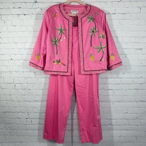 Nancy Bolen Suit Set Blazer Size 16 Pants Size 14 Women Embroidered Beaded - Picture 1 of 24