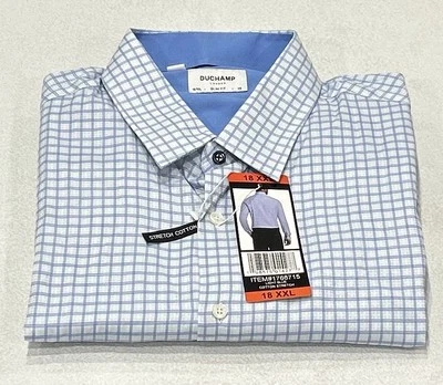 Duchamp London Men's Slim Fit Cotton Stretch Shirt, Light Blue, Size 18 XXL - Image 1 of 2