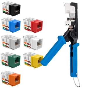 Cat6 45° Keystone Jacks + Punch Down Tool Set RJ45 Ethernet Network LOT - Picture 1 of 41