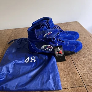 PM Sports Go Kart Racing Boots Blue Suede – Size EU 48 / UK 12 – Brand New Bag - Picture 1 of 10