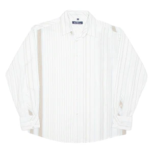 BEN SHERMAN Mens Shirt White Striped Long Sleeve L - Picture 1 of 6