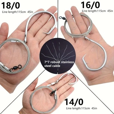 2Pcs 1.1M Deep Drop Tuna sturgeon Rigs Bottom Fishing Big Hooks 14/0 16/0 18/0 - Image 1 of 4