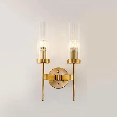 Nordic Double Headed All Copper Golden Wall Sconce - Image 1 of 4