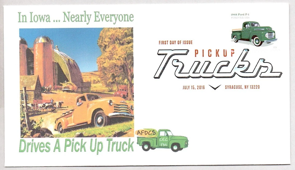 #5103 1948 FORD F-1 PICKUP TRUCK FIRST DAY OF ISSUE, COLOR CANCEL FDC - Image 1 of 1
