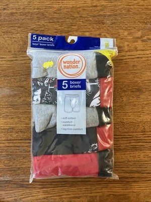 5 pares de cuecas boxer Wonder Nation masculinas tamanho médio (8) vermelho/preto NOVO - Imagem 1 de 4