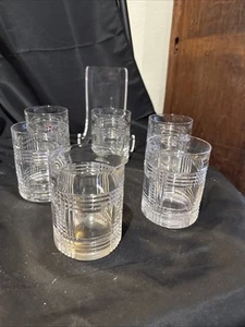ralph lauren crystal glasses glen plaid Double Old Fashioned Set 6 Glasses - Picture 1 of 7