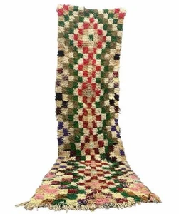 Geometric Moroccan Hand-knotted Wool Runner Rug Unique Tribal Hallway Carpet - Picture 1 of 11
