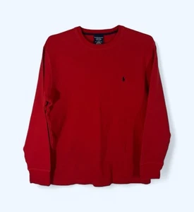 Polo Ralph Lauren Sleepwear Red Waffle Knit Thermal Pajama Logo Shirt Large - Picture 1 of 5