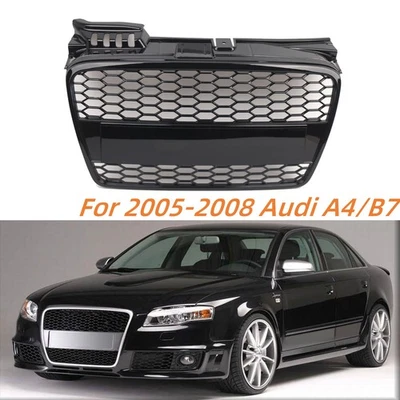 For 2005-08 Audi A4/B7 Front Upper Grille Sport Honeycomb RS4 Style Black Grill Foto 1 de 4