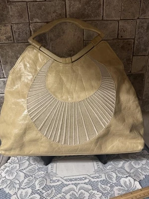 Bolso de Mano Rex Augusti Mujer Grande Beige Crema Cuero Bordado Diseñador Cartera Foto 1 de 4