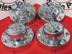 Dodge Ram 3500 Dually Chrome Front and Rear Center Hub Cap Set Covers OEM MOPAR - Picture 1 of 12