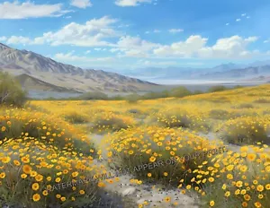 Death Valley National Park CA Fiore selvatico giallo stampa super fioritura 8,5X11 - Foto 1 di 2