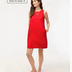 J. Crew Factory Linen Blend Shift Dress in Red Size 12 - Picture 1 of 10