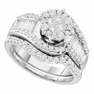 1.32Ct Brilliant White Stone Wedding Bridal Ring Set Solid 925 Sterling Silver - Picture 1 of 3