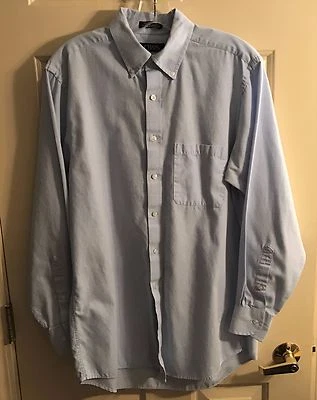 CHAPS Light Blue Pin Stripe Classic Fit Dress Shirt 15-15-1/2 Twill Long Sleeve - Image 1 of 4