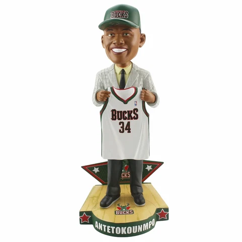 Giannis Antetokounmpo Bucks 2013 NBA Draft Day - White Jersey Bobblehead NBA Cover