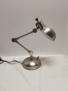 Pottery Barn 3 Way Adjustable Task Desk Lamp Silver Heavy Vintage - Picture 1 of 10