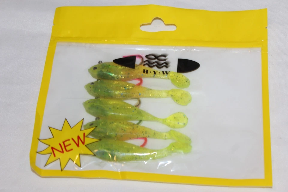 HYW Gummifische - Twister  5 Stück 8,5cm 12 g mit Haken und Gewicht - Bild 1 von 1