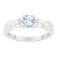 Round Nature Inspired Blue Topaz 925 Sterling Silver Solitaire Crossover Ring