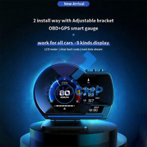 GPS Car OBD2 Multi-function Gauge Head-Up Display HUD Speedometer RPM Oil Temp