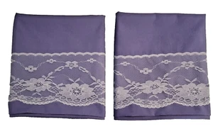 2 Lilac Color PillowCases W/white Lace On Cuff.  Fits Standard/queen Pillows - Picture 1 of 7