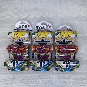 3x Prepara Multi Taco Holders Pottery Inspired Design Plastic Floral Pattern NEW - Picture 1 of 11