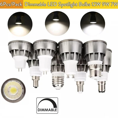 6X GU10 MR16 Dimmable LED COB Spotlight Bulbs B22 E14 E27 GU5.3 B15 7W 12W Lamps - Image 1 of 4
