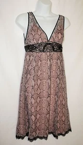 NWT REBECCA TAYLOR 100% SILK Python Snake Print Beaded Blush Dress Size 0 - Picture 1 of 4