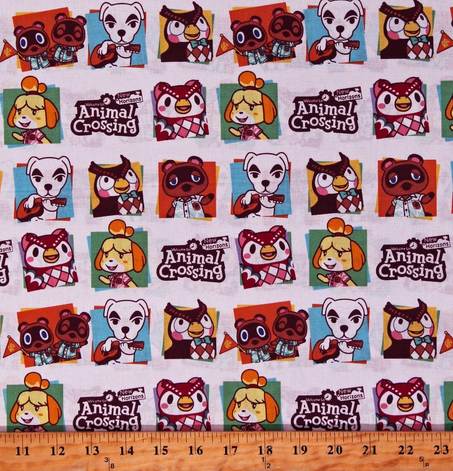 Cotton Animal Crossing New Horizons Kids White Fabric Print by Yard D386.42 - Image 1 of 1