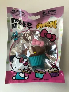 Hello Kitty SquishMe Cupcake: Brown with Teal Wrapper + White Frosting New! - Picture 1 of 2
