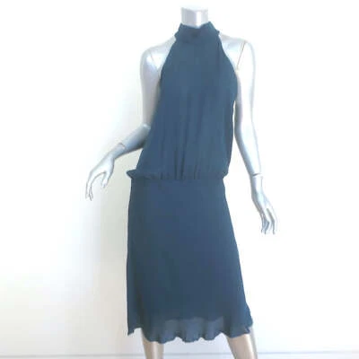 Nili Lotan Blouson Halter Dress Teal Silk Size Large NEW - Image 1 of 4