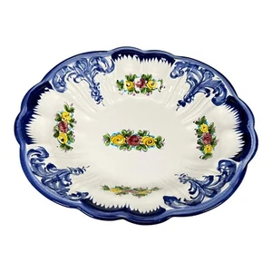 Vestal Servierschale Alcobaca Portugal handbemalt Blumenmuster 11" x 9,75" - Bild 1 von 11