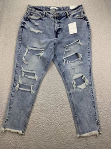 KanCan Womens Plus 16W Blue Jean High Rise Ankle Skinny Light Wash Destroyed - Picture 1 of 14
