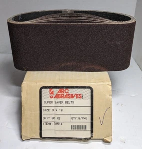 8 PCS ARC 3" x 18" 80 RB GRIT ALUMINUM OXIDE SANDING BELTS #70514 - Picture 1 of 3