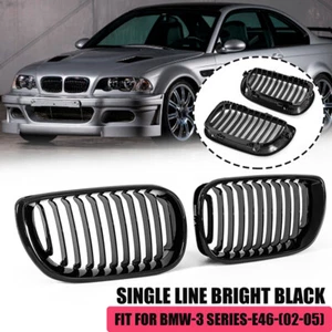 Front Bumper Kidney Hood Grille Racing Grill Black For 02-05 BMW E46 325i 4 Door - Bild 1 von 7