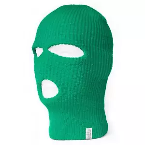 Top Headwear 3 agujeros máscara de esquí pasamontañas, máscara verde Kelly 3 agujeros-kgrn - Imagen 1 de 2