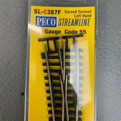 PECO SL-E387F N Streamline Code 55 NS Medium LH Curved Turnout Electrofrog N0008 - Image 1 of 4