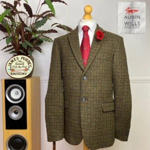 Aubin & Wills (42L) Pure Wool TWEED Houndstooth Glencheck POW Sport Coat Jacket - Picture 1 of 18