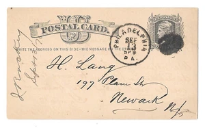 UX5 Phila PA Fancy Cork Cancel 1876 Preprinted Ad John Rockey Hides Leather - Picture 1 of 3