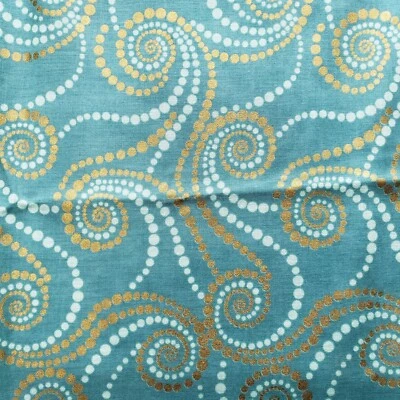 Hoffman Fabrics Green Swirl Gold Metallic Penny Lane G8543 56" x 44" - Image 1 of 4