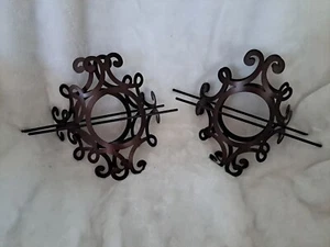 2 Sets (4)  Bronze Metal Scroll Curtain Tie Back Pins Rustic Farmhouse - Picture 1 of 1